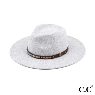 C.C Panama Vegan Felt Hat w/ Leather Belt