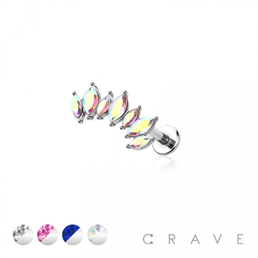 CZ Marquise Cut Moissanite Curve Cartilage Earring