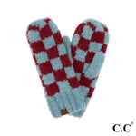 C.C Checkered Pattern Boucle Mitten