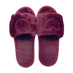 Super Soft Faux Fur Open Toe Heart Slippers