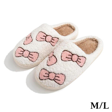 Plush Bows Slide On Slippers