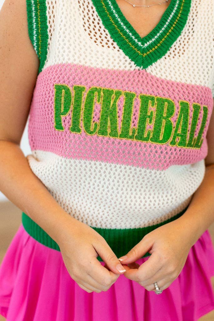 Pickle-ball Sweater Vest: Multi / S