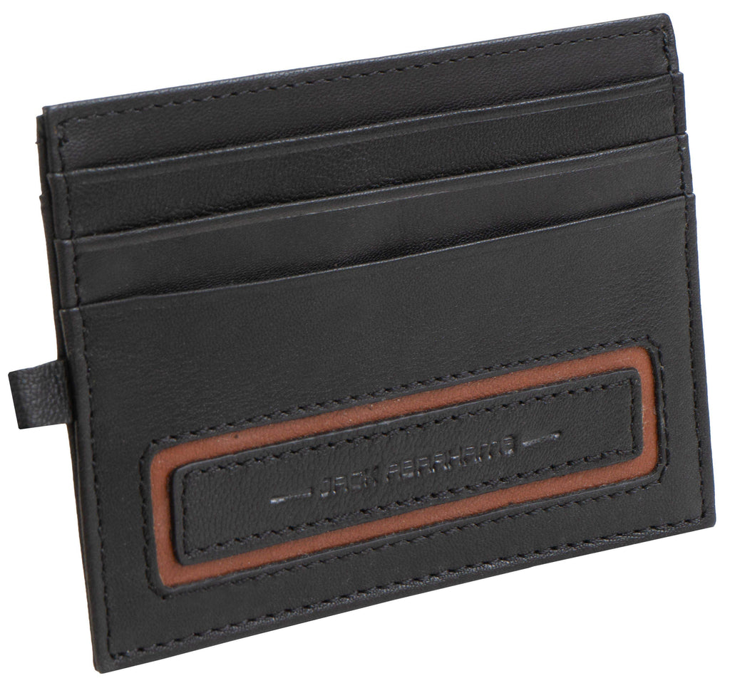 Jack Abrahams Goat Nappa Leather Card Case Wallet w/ID Window