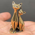 Brass Couple Cats Desktop Figurine Decoration