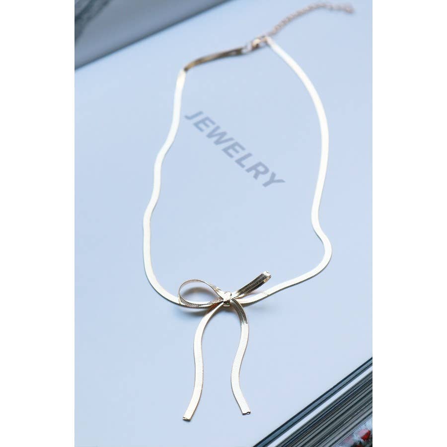 Gold or Silver Chain Bow Necklace