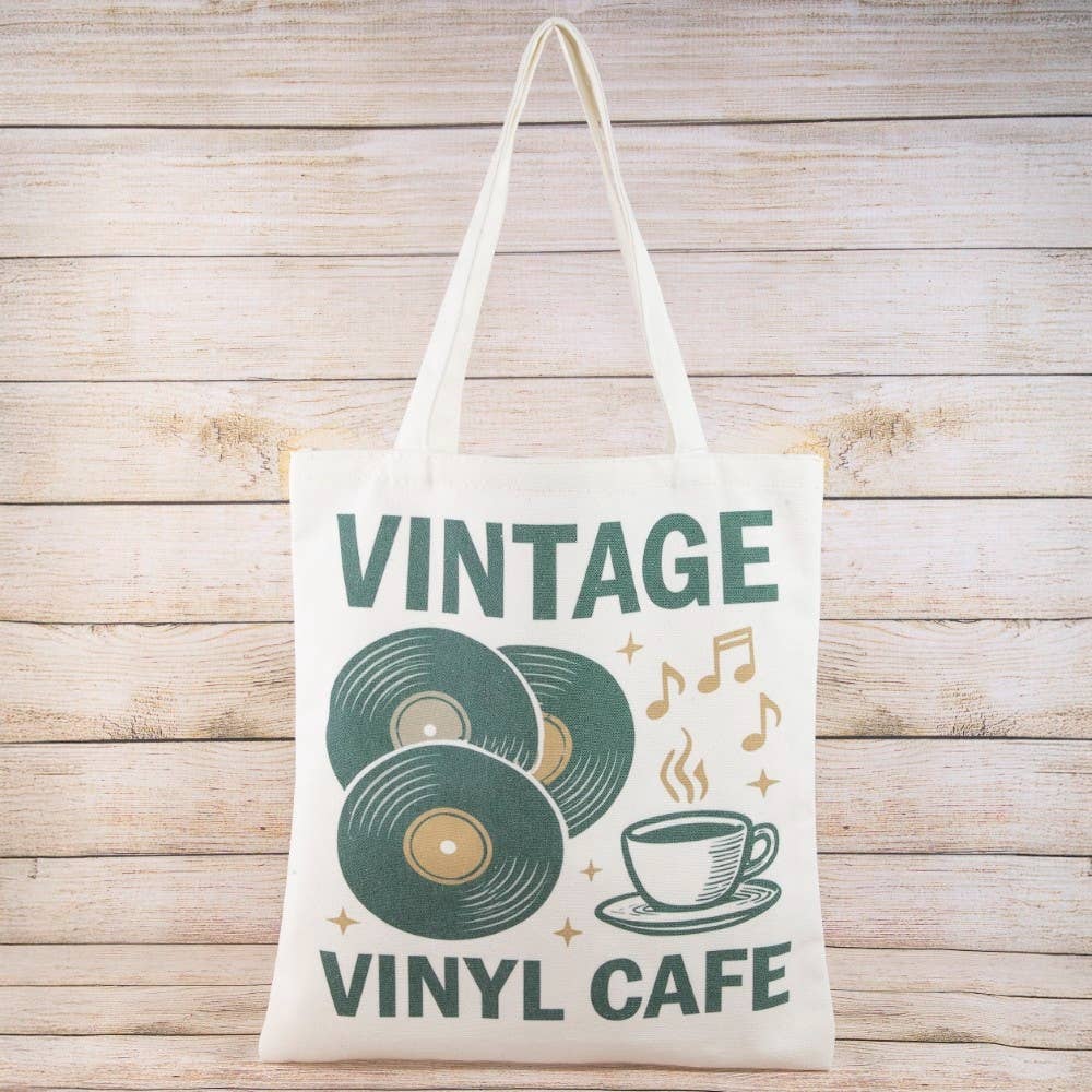 Vintage Vinyl Café Tote Bag
