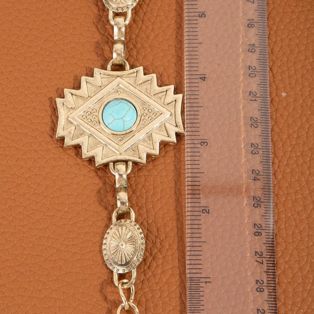 Diamond Shape Western Concho Chain Belt