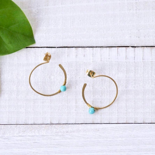 Silver Plated Loop Stone Stud Earring