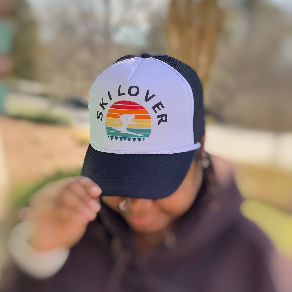 Sporty Trucker Ball Cap: Ski Lover
