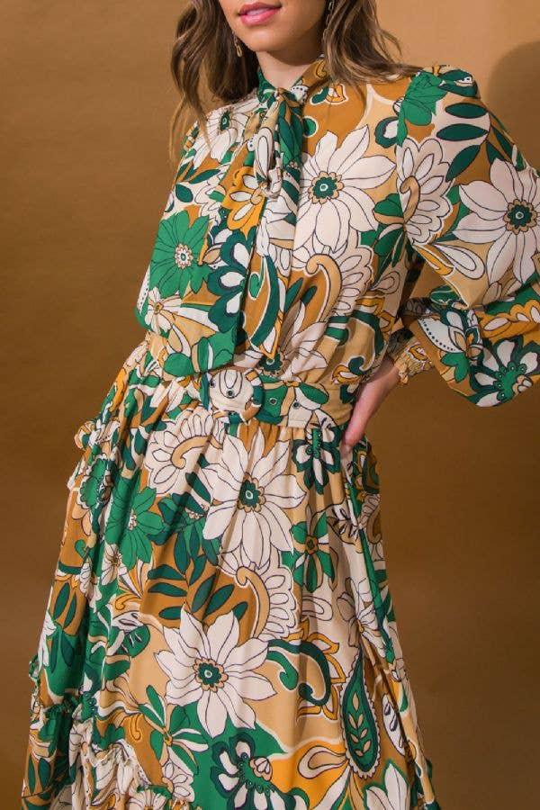 Floral Printed Woven Midi Dress