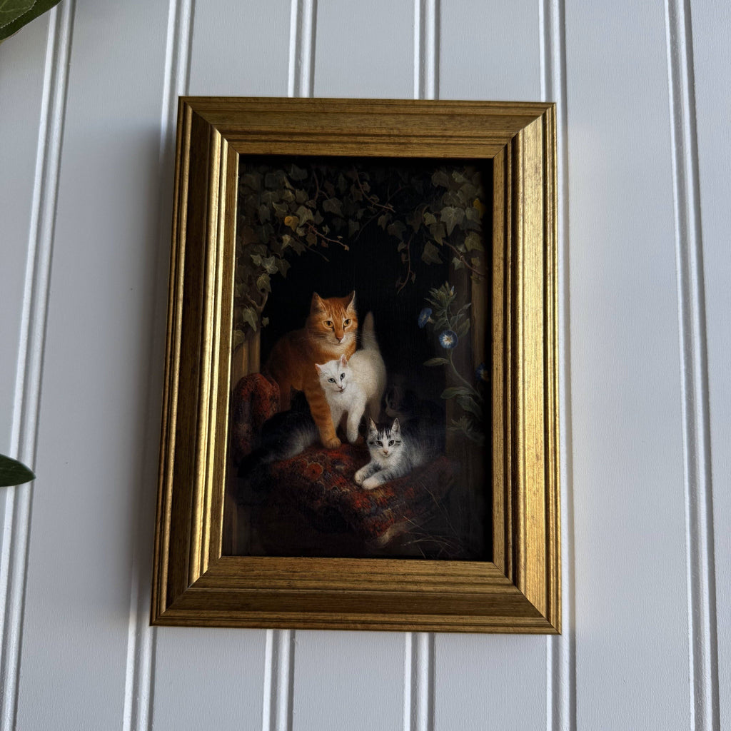 Vintage Style Orange cat w/Kitties Art Print Gallery Wall