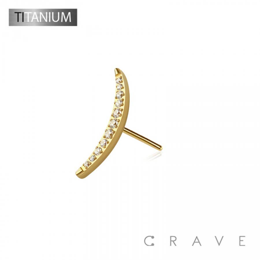 Titanium Threadless Push In CZ Bezel Arch Moon