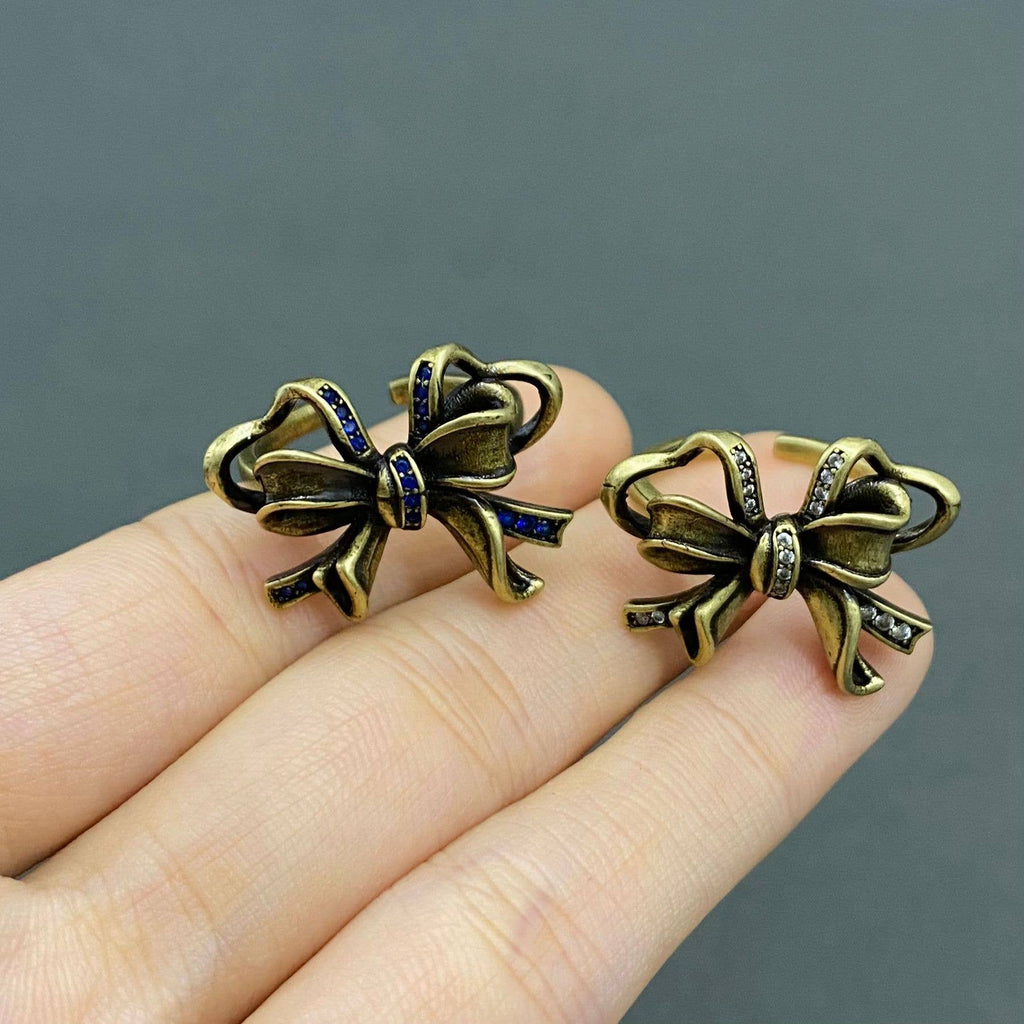 Antique-Inspired Jeweled Bow Adjustable Ring