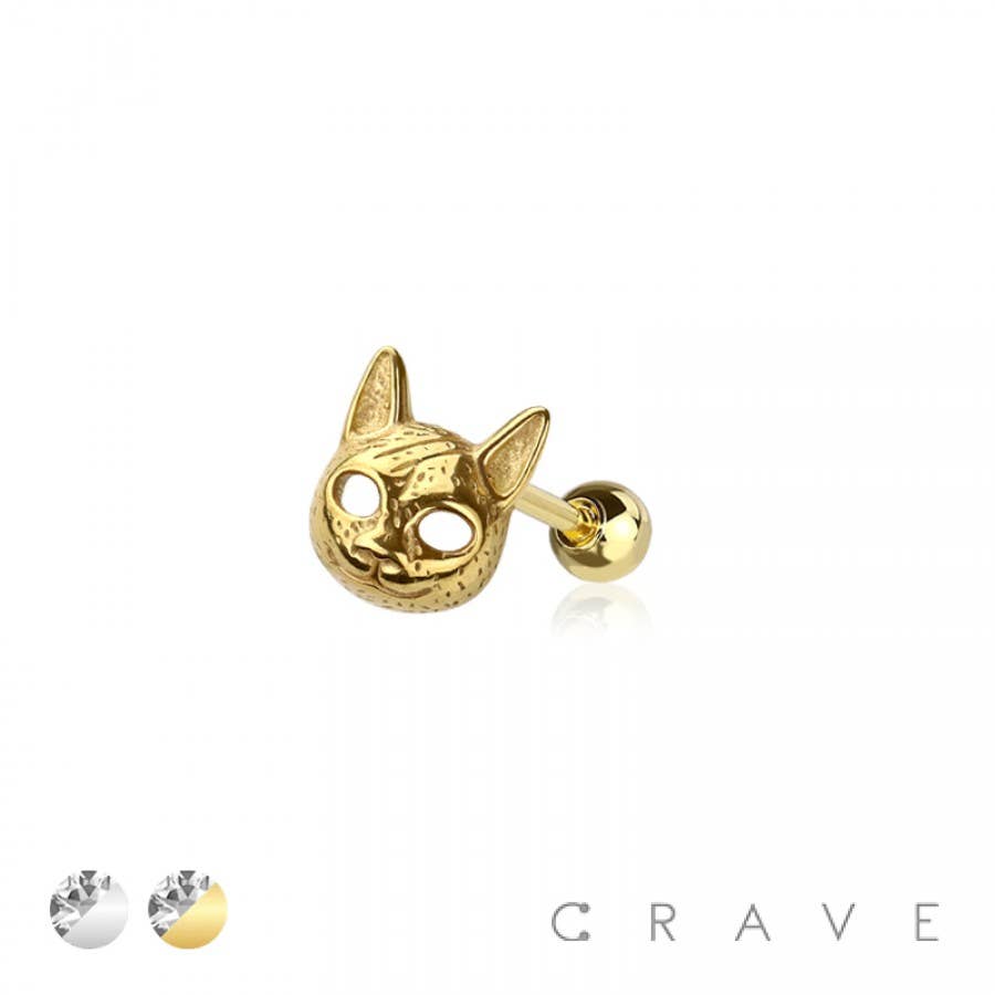 16 GA Cat Mask Cartilage Surgical Steel Ring