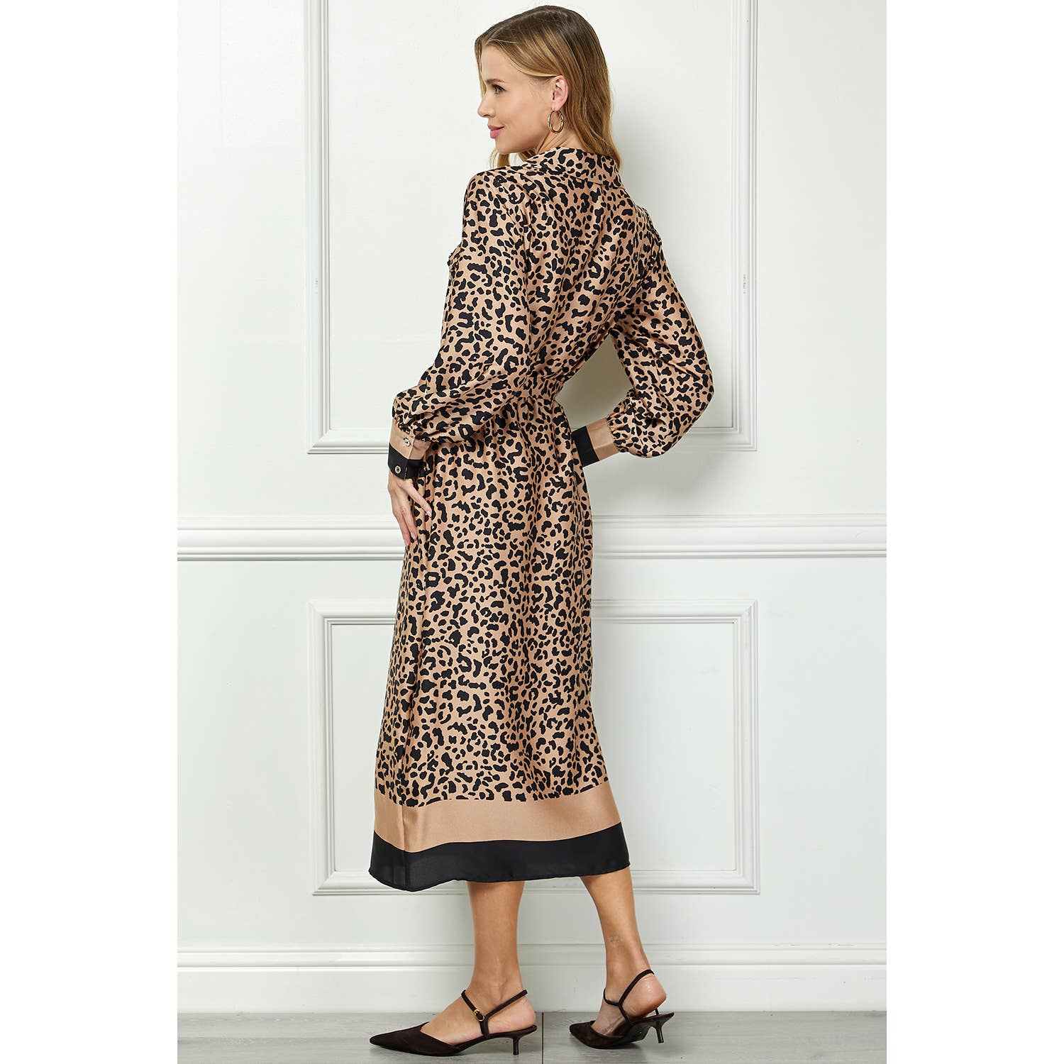 Leopard Wrap Midi Dress