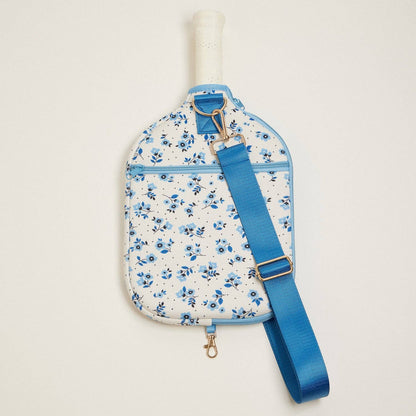 Blue-Floral-Neoprene-Pickleball-Paddle-Bag