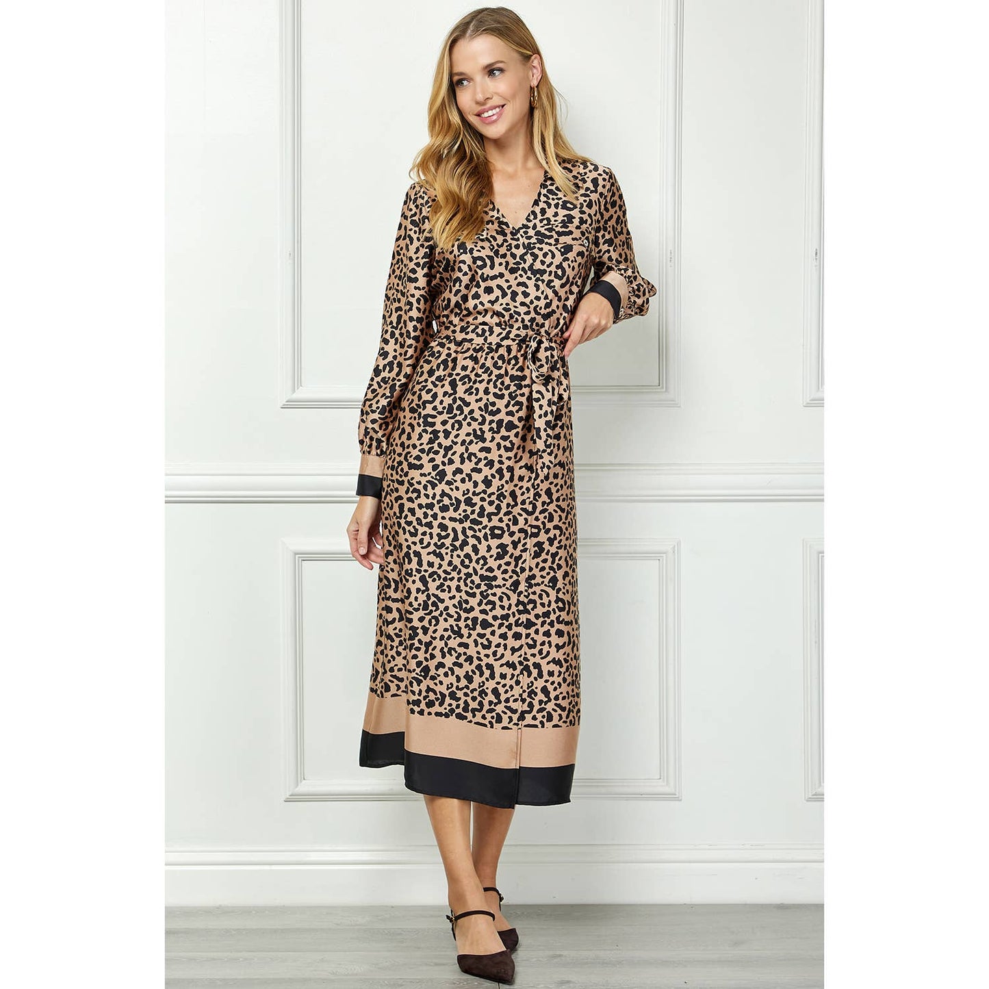 Leopard Wrap Midi Dress