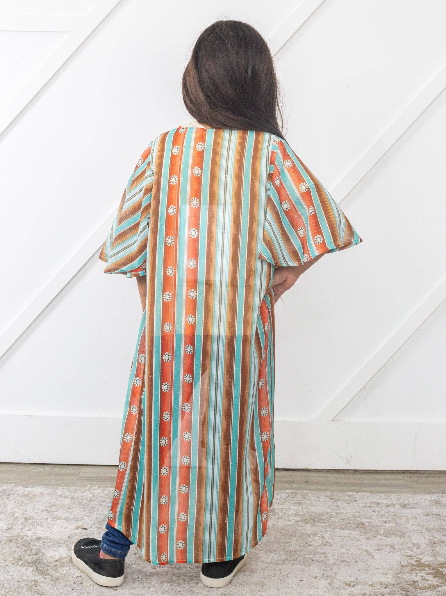 Girls' Squash Blossom Obsessed Turquoise Sarape Kimono