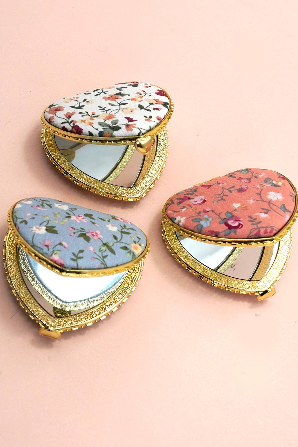 TRAVEL POCKET COMPACT HANDHELD FLORAL MIRROR | 40M103: Blue