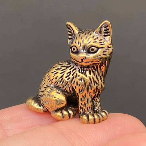 Brass Standing Kitten Decoration Desktop Ornaments
