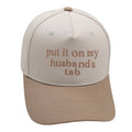 TWO TONE EMBROIDERY  WORD BASEBALL HAT CAP | 40HW730: TAN