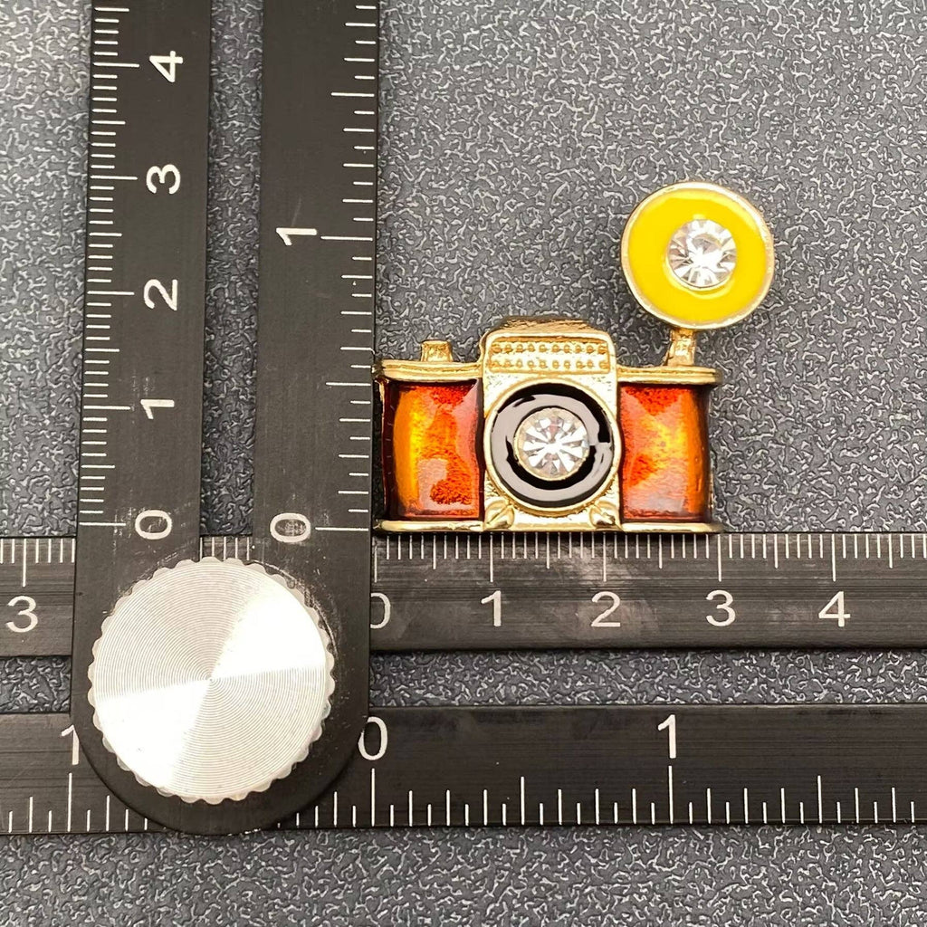 Vintage-Inspired Jeweled Camera Brooch