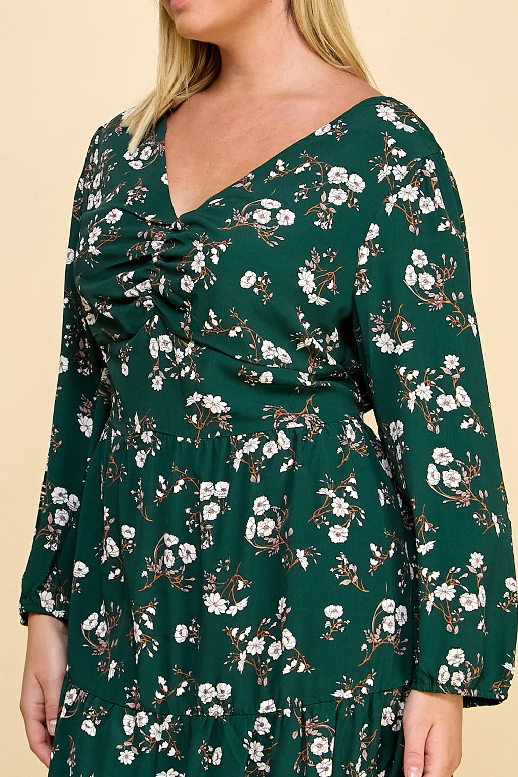 Plus Size Ruffled Floral Midi Dress.