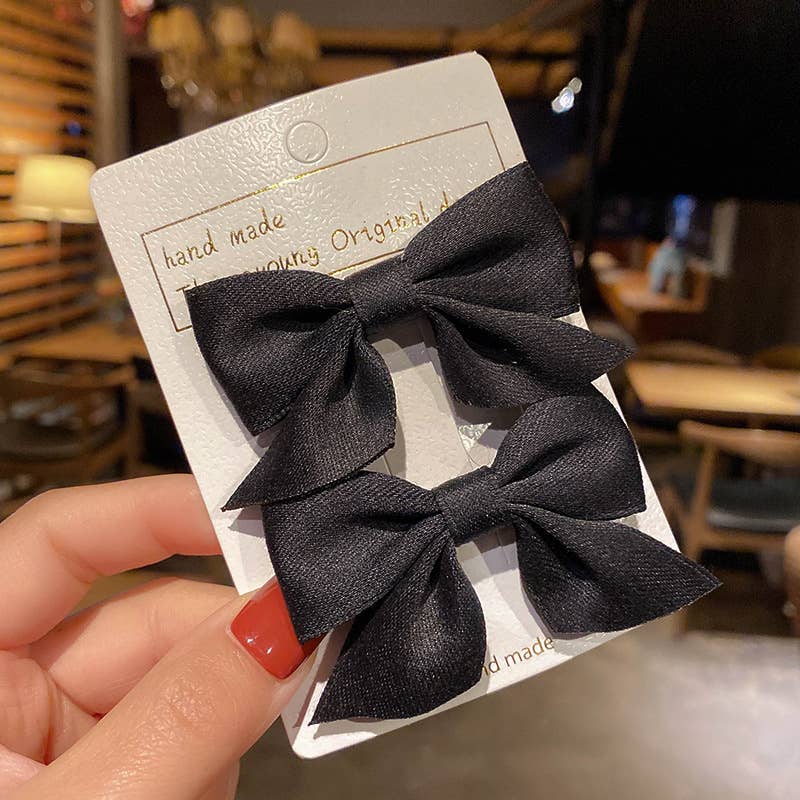 Girls 2-piece Solid Bowknot Hairclips