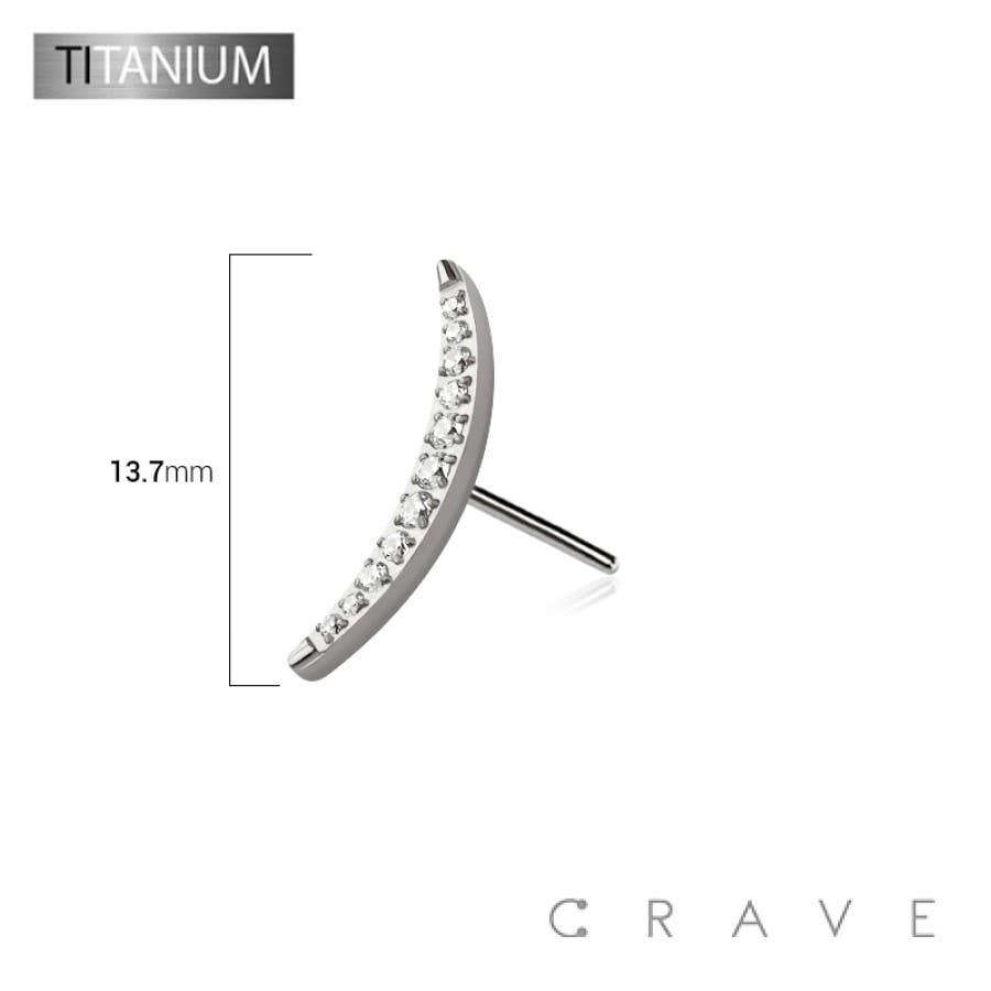 Titanium Threadless Push In CZ Bezel Arch Moon