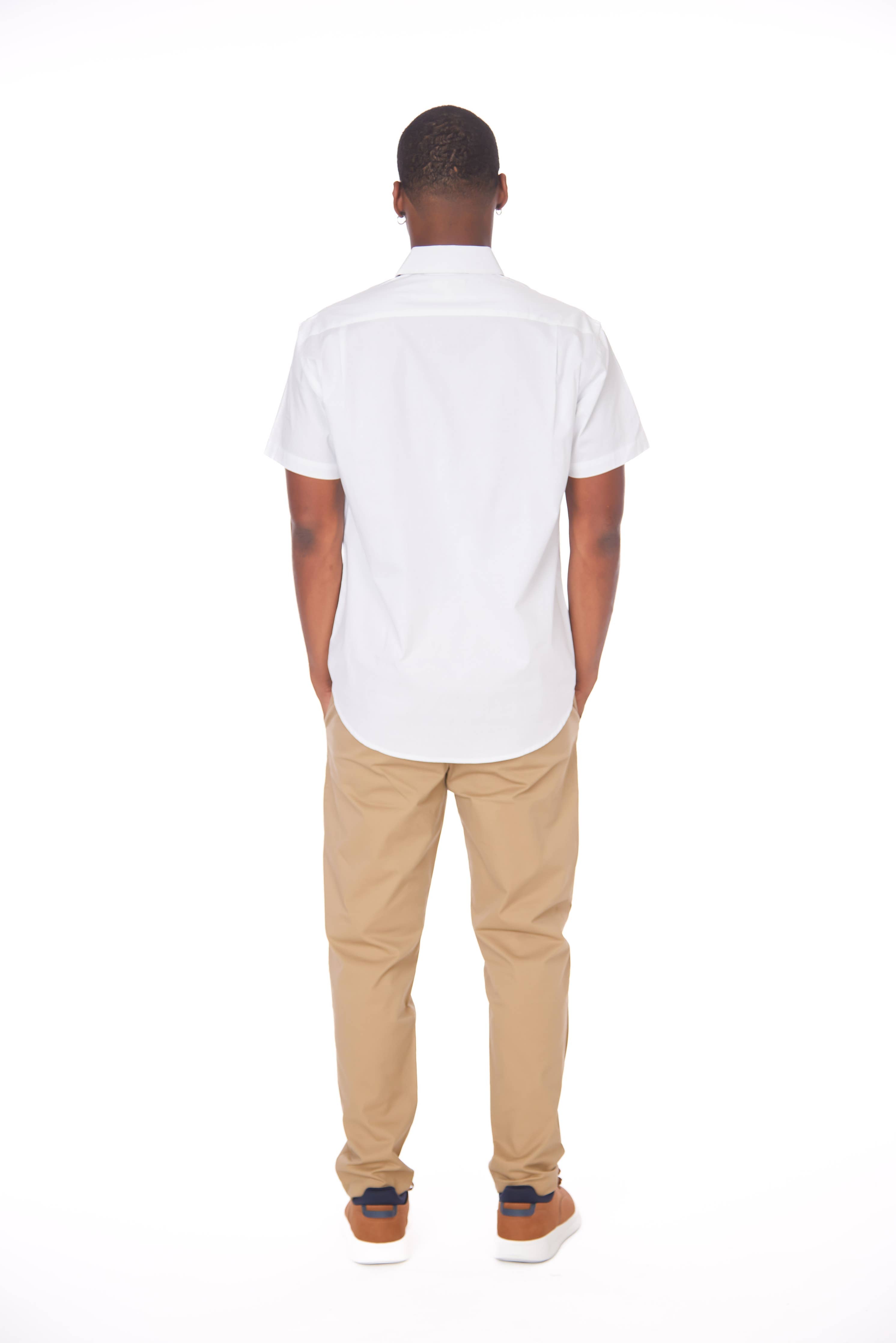 Men's Cotton Stretch SS Solid Shirt