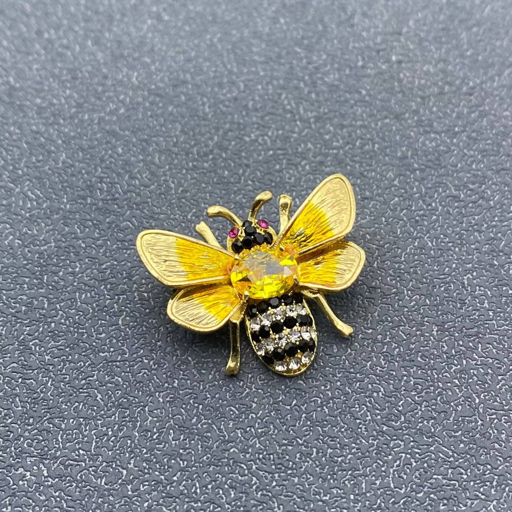 Golden Jeweled Bee Brooch