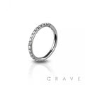 316L SS SIDE CZ HINGED SEGMENT RING FOR SEPTUM,HELIX, TRAGUS: 20GA (0.8MM)-5/16" (8MM)--SS/CLEAR