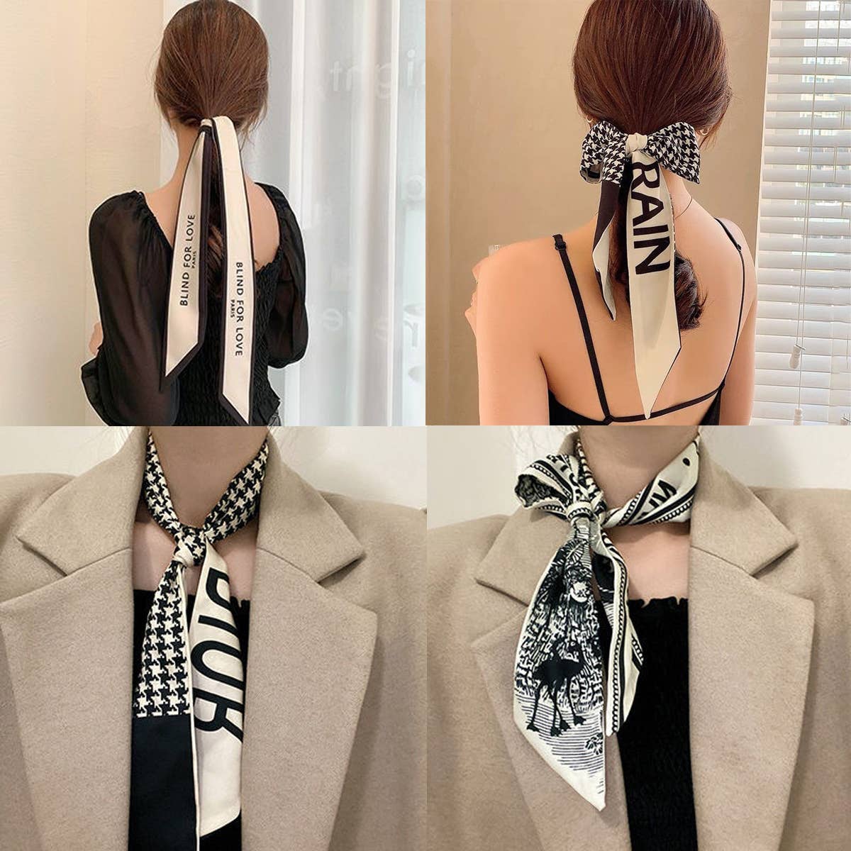 Vintage Bowknot Twilly Scarf for Hair or Bag