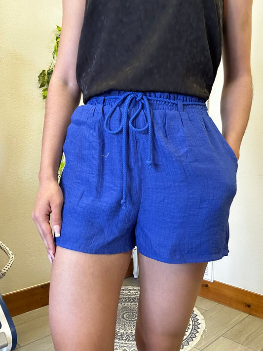 Crinkled Ruffle Waist Draw String Shorts