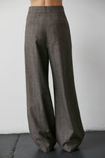 Camila Herringbone Wide-Leg Trouser