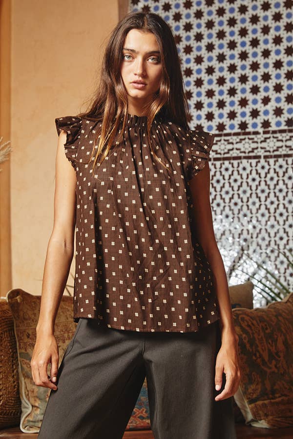 Pretty Ruffle Neck And Shoulder Blouse