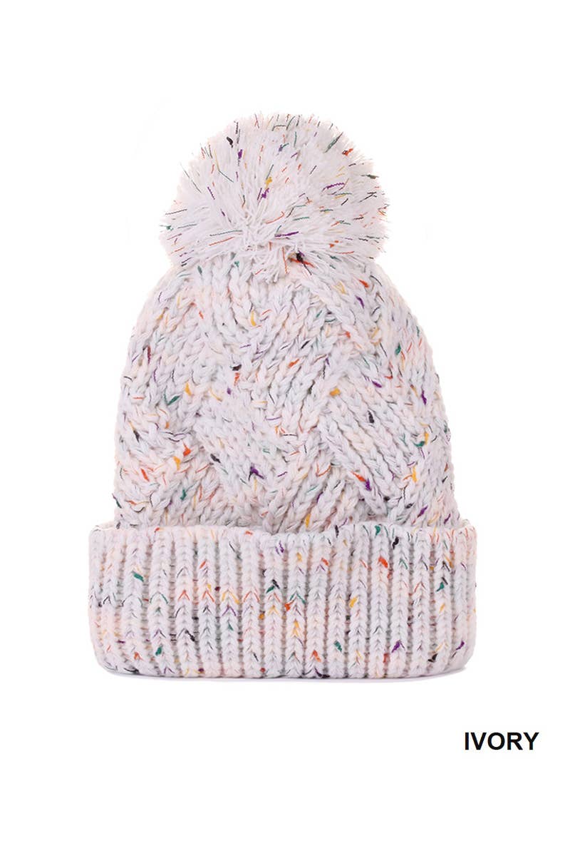 Speckled Pom Pom Beanie
