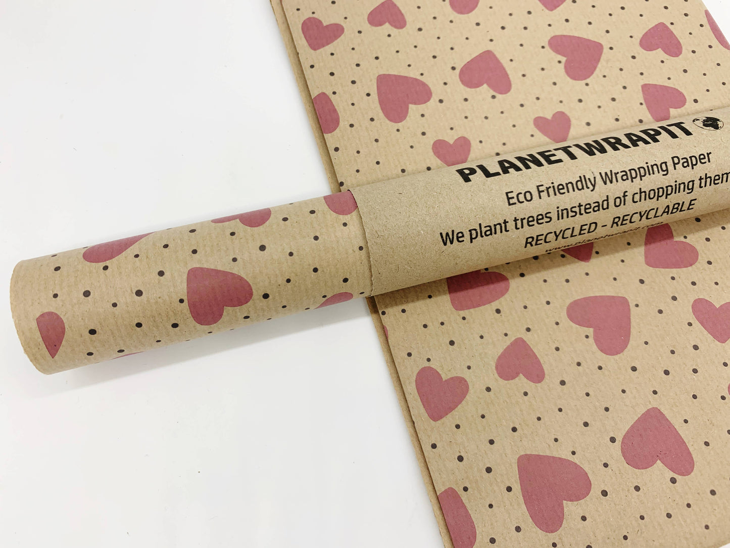 Love Hearts Recycled Kraft Wrapping Paper