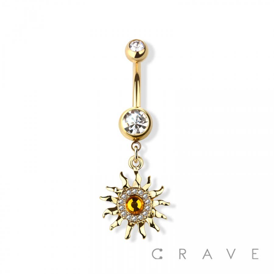Yellow Topaz Sun Dangle Navel Ring