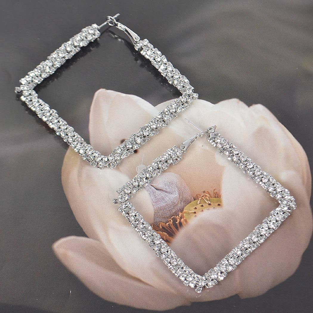 Big Square Glitter Earring