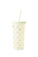 Kate Spade Tumbler With Straw, Gold Dots