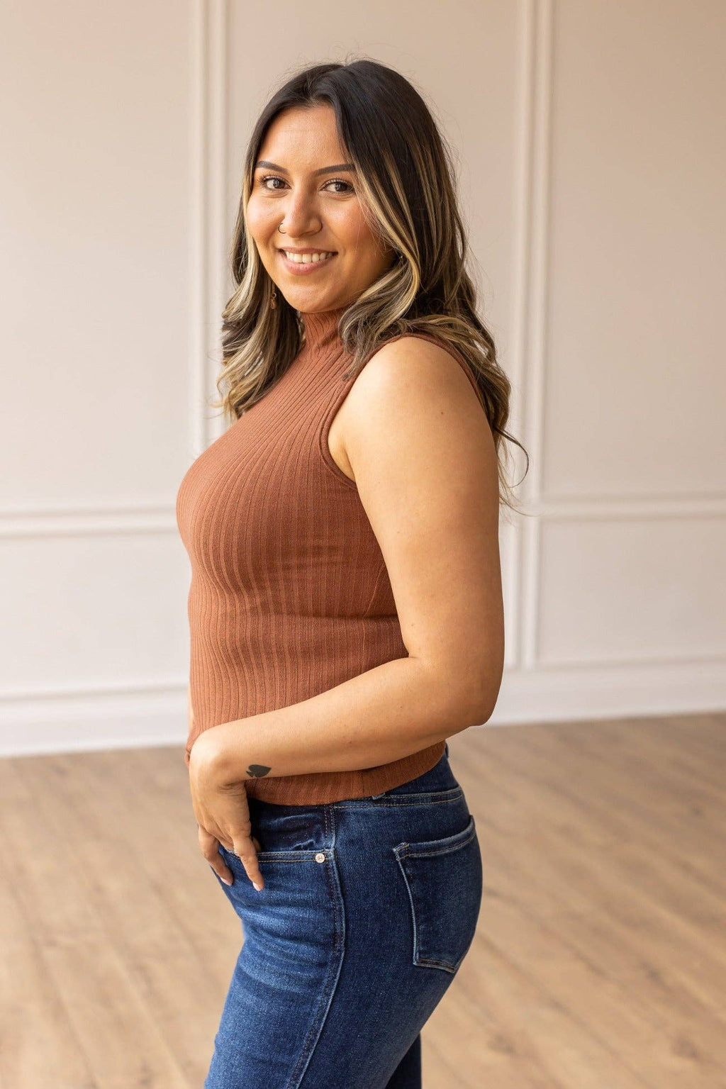 The Portia Sleeveless Turtleneck Top