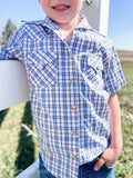 Youth Plaid Pattern Metal Snap