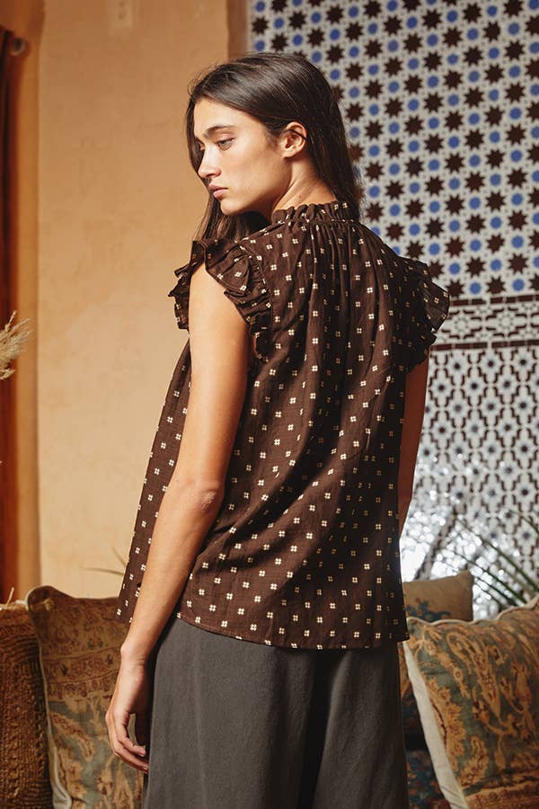 Pretty Ruffle Neck And Shoulder Blouse