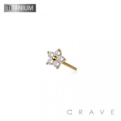 IMPLANT GRADE TITANIUM THREADLESS PUSH IN CZ FLOWER TOP PART: TITANIUM