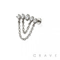 Multi Round CZ Dangle Chain Top Threadless Labret