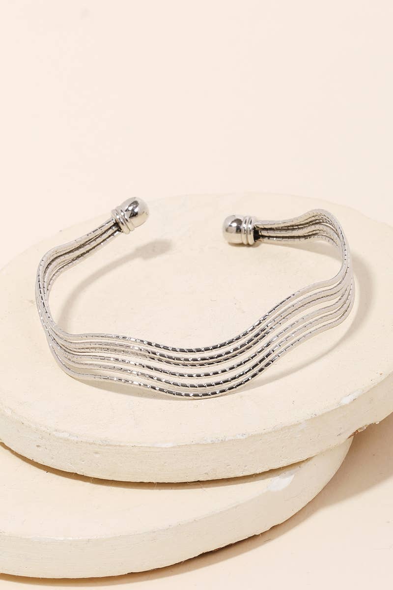 Textured Multi Strand Cuff Bracelet.