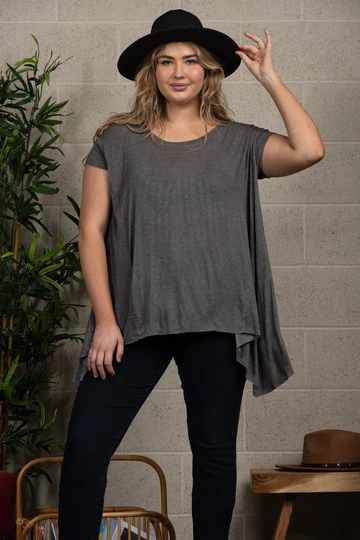 Oversize Asymmetric Hem Plus Size Knit Top