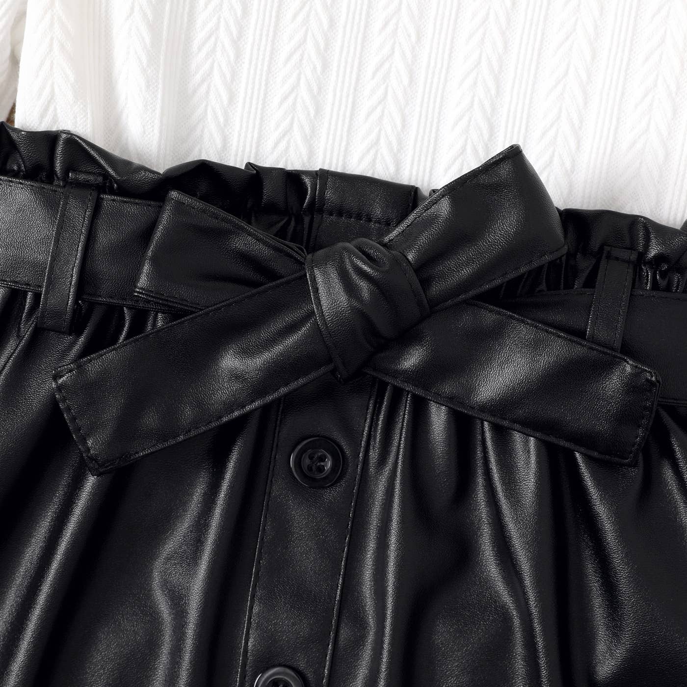 2 piece Girl Textured Fabric Bandage Skirt Set