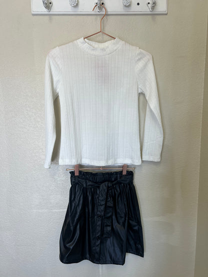 2 piece Girl Textured Fabric Bandage Skirt Set